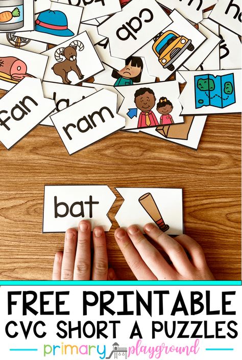 Cvc Word Activities Free Printable Short A, Short I Activities Kindergarten, Cvc Books Free Printable, Cvc Puzzles Kindergarten, Literacy Rotations Kindergarten, Cvc Word Puzzles Free, Short A Games, Free Cvc Word Activities, Cvc Puzzles Free