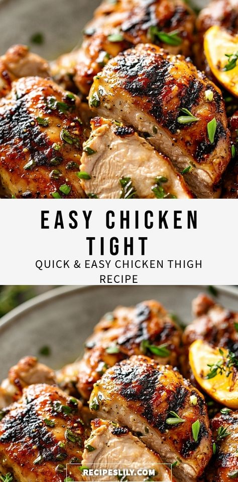 Discover the ultimate recipe for easy chicken thighs that will transform your weeknight dinners! Tender, juicy, and packed with flavor, these chicken thighs are a breeze to prepare. With just a few simple ingredients, you can create a delicious meal that your whole family will love. Perfect for pairing with your favorite sides or tossing into salads for a healthy twist. Say goodbye to boring dinners and hello to deliciousness with this must-try recipe! Easy Chicken Thigh Recipes Quick Healthy, Chicken Thigh For Salad, Gf Chicken Thigh Recipes, Chicken Thigh Recipes No Skin, Low Calorie Chicken Thigh Dinner, Recipe Using Chicken Thighs, Healthy Chicken Thigh Recipes Clean Eating, Whole 30 Chicken Thigh Recipes, What To Do With Chicken Thighs