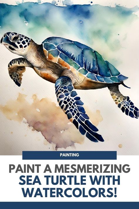 Ready to embark on an artistic adventure? Let's dive into the world of watercolor painting with a stunning sea turtle as our muse! In this engaging tutorial by Let's Make Art, you'll discover the joy of creating your very own sea turtle masterpiece step by step. No prior experience required—just grab your watercolors, paper, brush, and let's get started! Our friendly guide will walk you through each stroke, offering expert tips and techniques along the way to ensure your painting shines... Sea Turtle Watercolor Painting Tutorial, Watercolor Turtle Tutorial, Pictures Of Sea Turtles, Sea Turtle Art Painting, Sea Turtles Art, Watercolour Turtle, Watercolor Turtles, Turtle Watercolor Painting, Sea Life Drawings