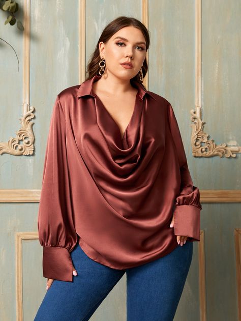 Duchess Material Gown Styles, Duchess Material, Material Styles For Ladies, Muslin Outfit, Duchess Fabric, Material Styles, Materials Gown Style, Satin Design, Cowl Top