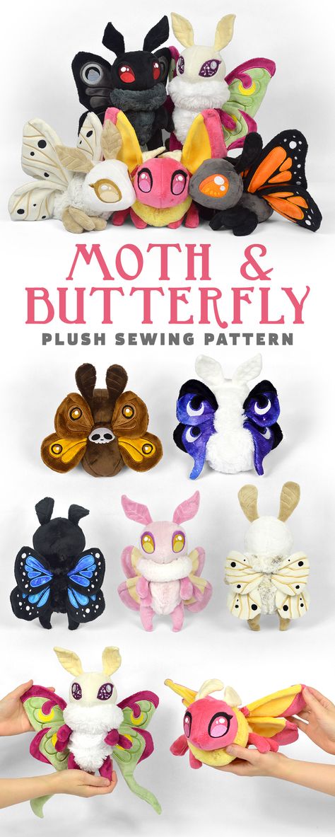 Stuffed Animal Patterns Sewing, Diy Sewing Patterns Free, Simple Stuffed Animal Pattern, Easy Plushies Diy, Stuffed Animal Patterns Free Templates, Sew Stuffed Animals, Plush Sewing, Moth Butterfly, Sewing Creations