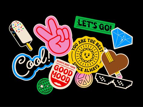 Stickers Blog Illustration by Gino van Lierop on Dribbble Blog Illustration, Sticker Design Inspiration, Campaign Ideas, Stickers Design, 카드 디자인, Sticker Maker, Stickers Printable, Graphic Design Trends, Cool Stickers