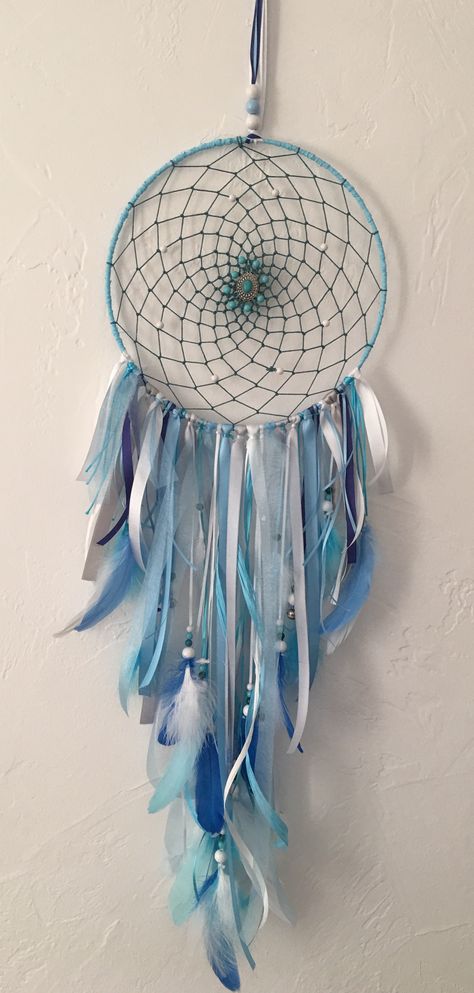 #dreamcatcher#blue# Homemade Dream Catchers, Blue Dreamcatcher, Beautiful Dream Catchers, Dream Catcher Craft, Pretty Phone Wallpaper, Witch Magic, Dreamcatchers, Magic Spells, Dream Catchers