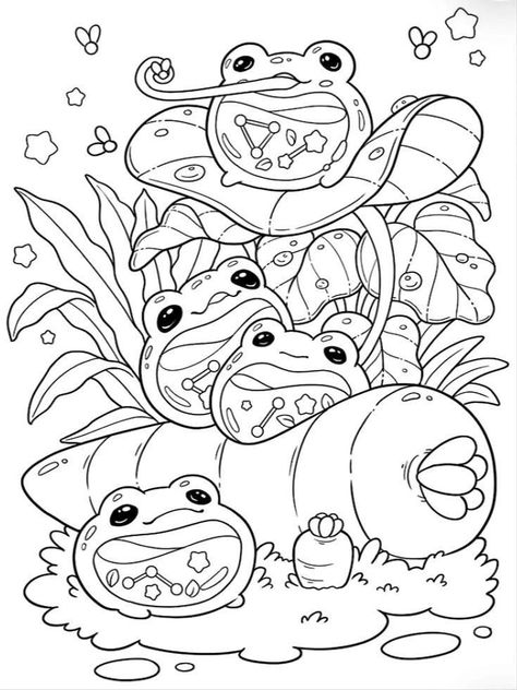 Colouring Pages Mandala, Cute Kawaii Coloring Pages, Frog Coloring Pages, Witch Coloring Pages, الفن الرقمي, Adult Coloring Designs, Hello Kitty Coloring, Detailed Coloring Pages, Free Adult Coloring Pages