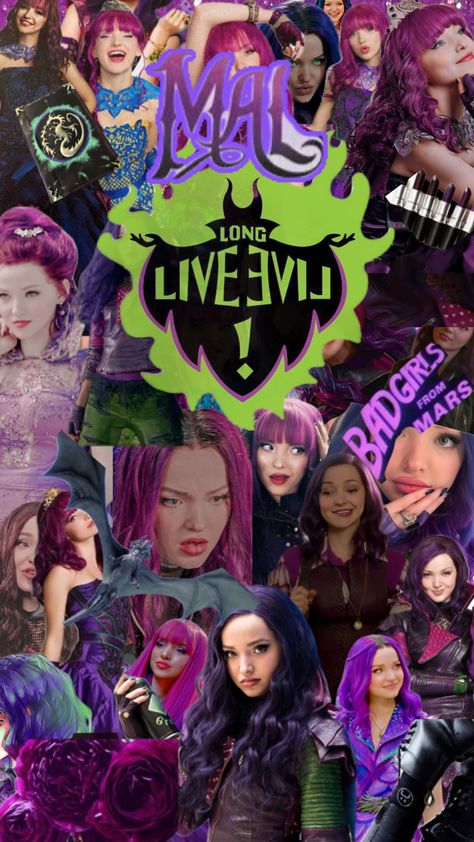 #mal #malbertha #descendants #descendants2 #descendants3 #disney #dcom 😈🐍Mal🐉💜 Mal And Evie Descendants, Evie From Descendants, Mal Descendants 2, Lion Guard Party, Dove Cameron Descendants, Disney Descendants Characters, Disney Descendants Mal, Sister Wallpaper, Descendants Pictures