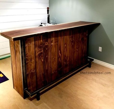 Bar With Live Edge Wood Top, Live Edge Free Standing Bar, Live Edge Bars, Rustic Bars, Gazebo Bar, Live Edge Bar, Live Edge Black Walnut, Live Edge Slabs, Kawartha Lakes