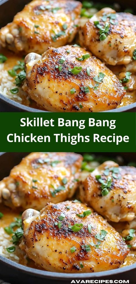 Searching for a standout dinner recipe that’s both easy and satisfying? Try Skillet Bang Bang Chicken Thighs, featuring juicy chicken thighs coated in a zesty sauce, perfect for bringing everyone together at the table. Skillet Chicken Thighs, Bang Bang Chicken, Chicken Thighs Recipe, Thighs Recipe, Sweet And Spicy Sauce, Fried Chicken Recipes, Sweet Chili Sauce, Skillet Chicken, Juicy Chicken