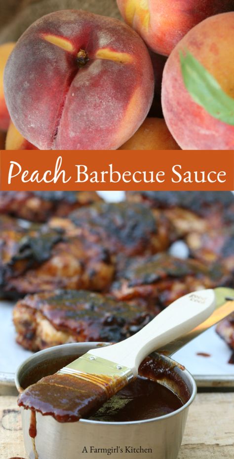 Maple Peach Barbecue Sauce is simple to make with ingredients already in your pantry. Packed with flavors of sweet with a kick of spice. #recipe #barbecue #bbq #chicken #Afarmgirlskitchen #peach #homemade Homemade Peach Bbq Sauce, Peach Barbecue Sauce Recipe, Peach Salsa No Tomatoes, Whiskey Peach Bbq Sauce, Peach Bbq Sauce Recipe Canning, Peach Barbeque Sauce, Maple Bbq Sauce Recipe, Peach Bbq Sauce Recipe, Peach Bbq