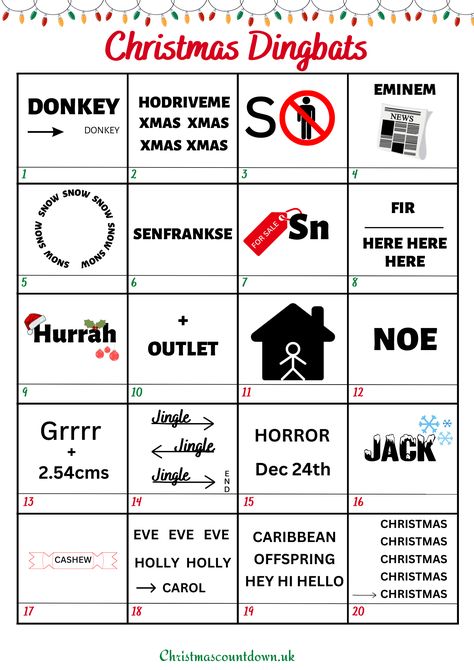 christmas dingbats Christmas Rebus Puzzles Free Printable, Winter Rebus Puzzles, Christmas Word Games For Adults, Christmas Brain Teasers For Kids, Christmas Online Games, Christmas Rebus Puzzles With Answers, Rebus Puzzles With Answers Pictogram, Christmas Brain Teasers For Adults, Christmas Puzzles Printables Free