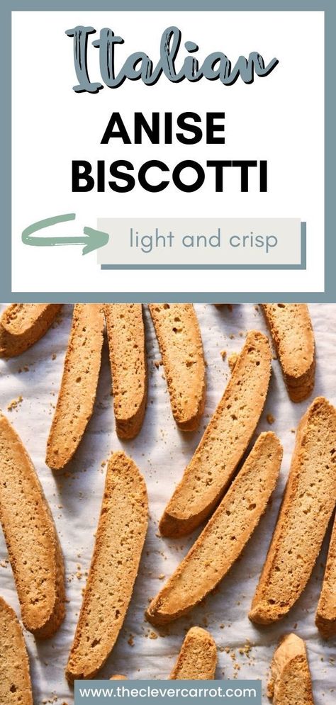 These sweet and crunchy anise biscotti will transport you to Italy in just one bite! I love that you can make these cookies in advance (they freeze beautifully) to enjoy anytime, anywhere. Anise Biscotti Recipe Italian, Gf Biscotti, Biscotti Anise, Anisette Biscotti, Anise Biscotti Recipe, Anise Biscotti, Candies Recipes, Anisette Cookies, The Clever Carrot