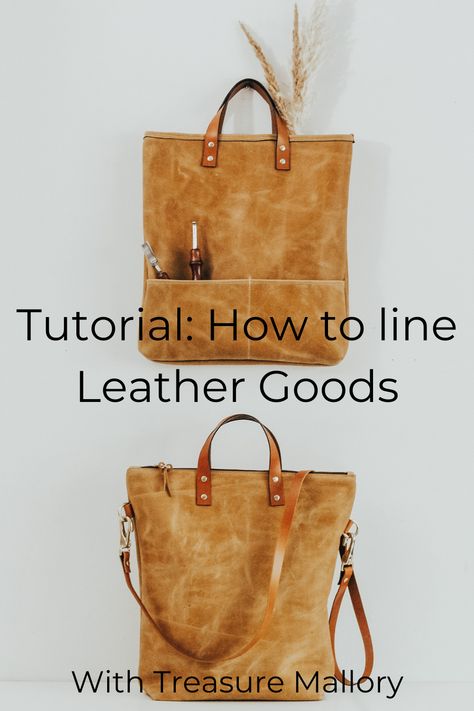 Leather Change Purse Diy, How To Sew A Leather Purse, How To Line A Leather Bag, How To Sew Leather Bag, Leather Purse Straps Diy, Leather Straps For Bags Diy, Leather Bag Sewing Pattern, How To Make Bag Handles, Make A Leather Bag