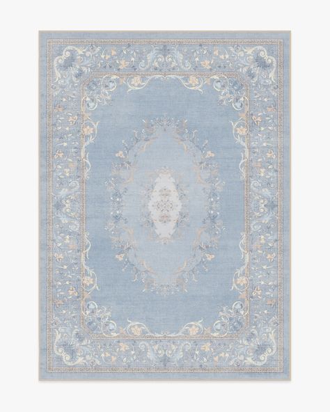 Bridgerton Lady Whistledown Soft Blue Tufted Rug | Ruggable Bridgerton Lady Whistledown, Dusty Blue Flowers, Lady Whistledown, Ruggable Rug, French Rococo, Room Redesign, Blue Paint Colors, House Bedroom, Rug Stain