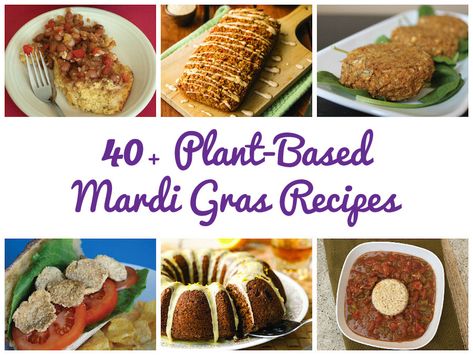 Mardi Gras is usually all about eating and celebrating in excess -- but it doesn't have to be!Let the good times roll and enjoy a not-so-fat Tuesday with these 40+ plant-based recipes!P.S. there will be a like batch cooking tutorial event on Saturday, February 21st -- see Friday's post for more info.Cajun Tempeh Meatloaf from HolidaysMardi Gras recipes from the blog: Cajun Chickpea CakesCaribbean Peas & Rice"Crab" CakesCreole Black Eyed PeasGingered Collard GreensSpicy SausageVeggie, Bean & ... Mardi Gras Pasta Recipe, Mardi Gras Recipes Easy, Fat Tuesday Food, Mardi Gras Recipes, Peas Rice, Mardi Gras Food, Tilapia Recipes, Holiday Party Foods, Let The Good Times Roll