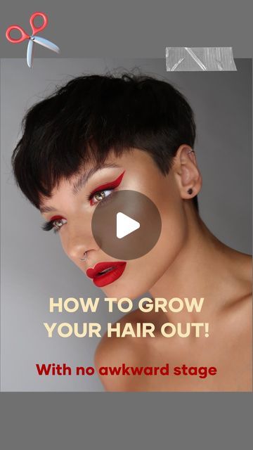 Penelope Gwen • PRO MUA & CREATOR • on Instagram: "3 years of hair growth in under 20 seconds!   For anyone growing their hair out from a pixie/buzz cut, I urge you to play with different styles as you grow it out, so you can enjoy the process. From bob cuts to shag cuts, short hair styles are so fun!   Tips: In between the pixie and short bob, I gelled down my hair most of the time, and kept the lower back of the hair cut short so the top layers could catch up.  If you’re not interested in a bob, why not have a mini shag cut by growing your lower layers and cutting in a cute fringe. This will grow out into a gorgeous layered style.   I had short hair for many years so I’m glad I stuck with the growth process. I’m planning to have long hair for the foreseeable (I plan to explore longer sty How To Grow Out Short Hair, How To Style Short Hair Pixie Grow Out, Pixie Grow Out Stages, Buzz Cut Grow Out, Growing A Pixie Into A Bob, Growing Out A Pixie Cut Stages, Grow Out Pixie, Pixie Buzz Cut, Growing Out Pixie Cut