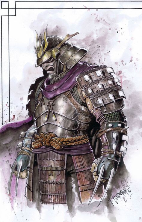 Shredder Samurai by emilcabaltierra on @DeviantArt Ninja Turtle Tattoo Design, Shredder Tmnt Tattoo, Shredder Tattoo, Geshia Tattoo, Tmnt Tattoo, Samurai Dog, Shredder Tmnt, Ninja Tattoo, Samurai Concept