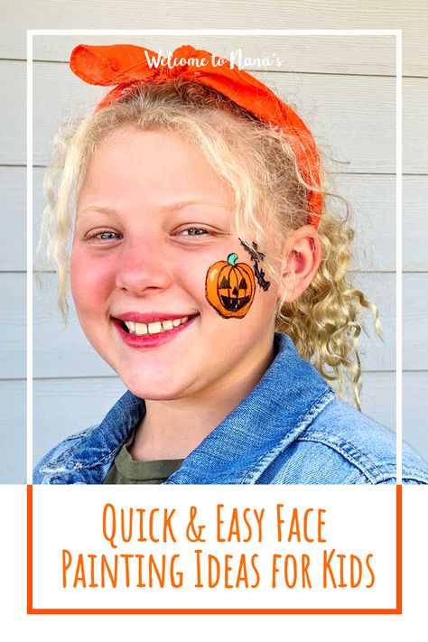 Simple Halloween Face Painting, Easy Pumpkin Faces, Easy Face Paint Ideas, Kids Face Painting Easy, Face Paint Ideas For Kids, Paint Ideas For Kids, Easy Face Paint, Easy Face Painting Ideas, Kids Halloween Face