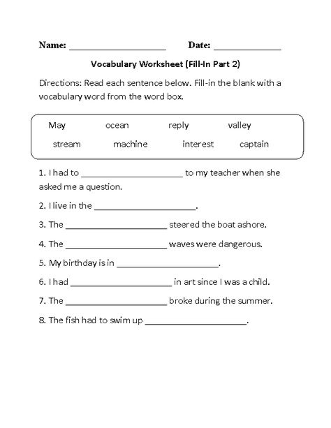 Fill-In Vocabulary Worksheets Part 2 Conjunctions Worksheet, 6th Grade Worksheets, Dictionary Skills, Word Boxes, Improve Your Vocabulary, Collective Nouns, Grade Spelling, English Grammar Worksheets, 2nd Grade Worksheets