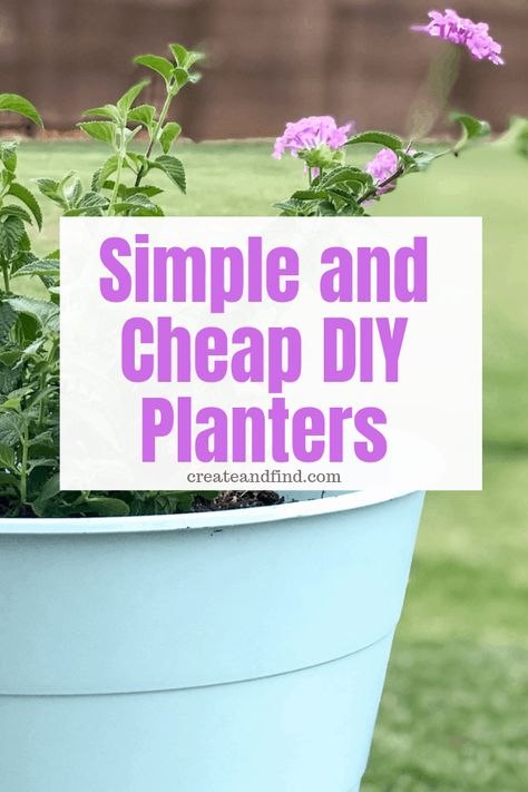 Cheap Big Planter Ideas, Diy Garden Pots & Planters, Inexpensive Planter Ideas, Easy Flower Pot Ideas, Diy Garden Pots Ideas Planters, Large Planters In Front Of House, Cheap Flower Pot Ideas, Cheap Large Planters Diy, Diy Plant Containers Ideas