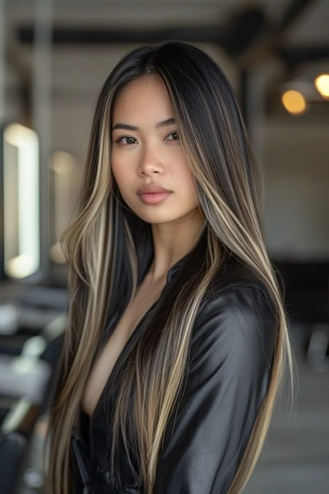 40 Hairstyles for Straight Hair to Make You Stand Out 19 Long Hair Balayage Straight, Haircut Long Hair Straight, Highlights On Straight Hair, Straight Hair Balayage, Long Straight Brown Hair, Asian Hair Highlights, Straight Hair Highlights, 40 Hairstyles, Long Hair Straight