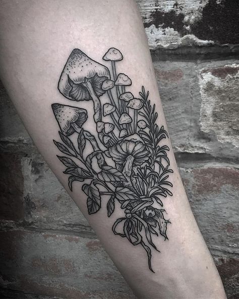 Unknown Tattoo, Fall Tattoos, Autumn Tattoo, Mushroom Tattoos, Marquesan Tattoos, Mens Shoulder Tattoo, Nature Tattoos, Half Sleeve Tattoo, Dope Tattoos