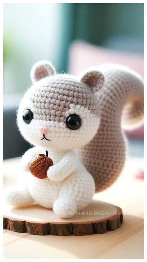 Crochet Fawn Pattern Free, Crochet Squirrel Pattern Free Amigurumi, Crochet Skunk Pattern Free, Squirrel Crochet Pattern Free, Crochet Squirrel Pattern Free, Crocheted Squirrel, Crochet Chipmunk, Crochet Amigurumi Free Patterns Animals, Deer Amigurumi Free Pattern