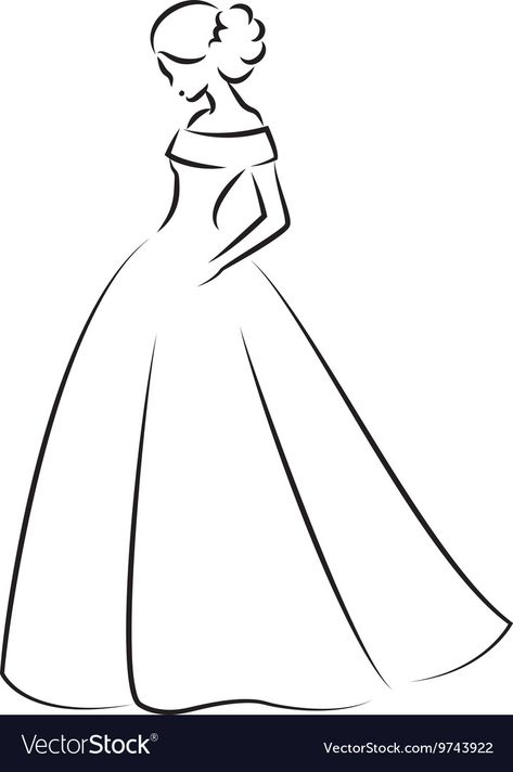 Gown Sketch, Dress Vector, Siluete Umane, Dress Design Drawing, Girl Drawing Sketches, صفحات التلوين, Dress Design Sketches, Pola Sulam, Fashion Illustration Sketches