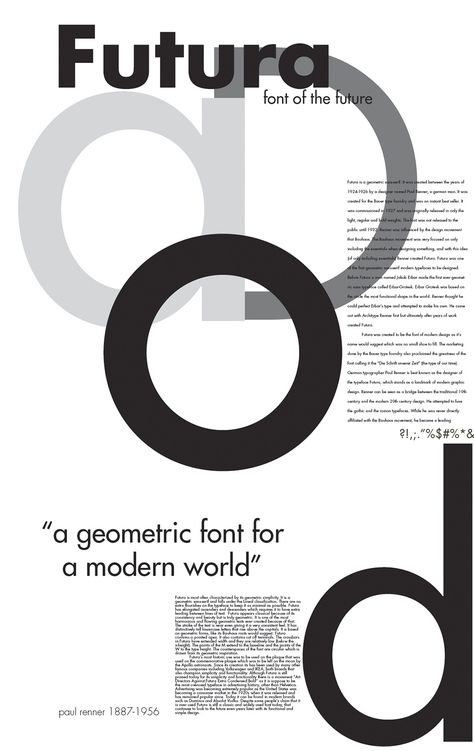 Futura Typography Poster, Futura Font Poster, Font Poster, Typography Book, Geometric Font, Poster Fonts, Design Information, Grid Design, Type Design