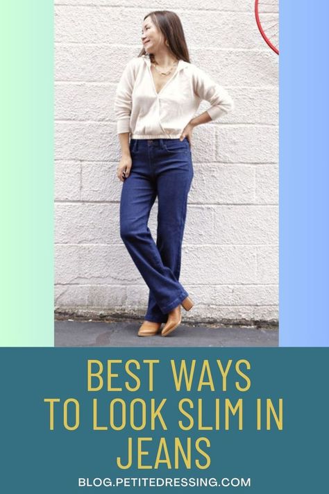 19 Ways to Look Slim in Jeans Slim Jeans Outfit Women, Slim Jeans Outfit, Dress For Body Shape, Chic Travel Outfit, Fashion 23, Jeans Outfit Women, Flattering Jeans, Stretchy Jeans, Styling Tips