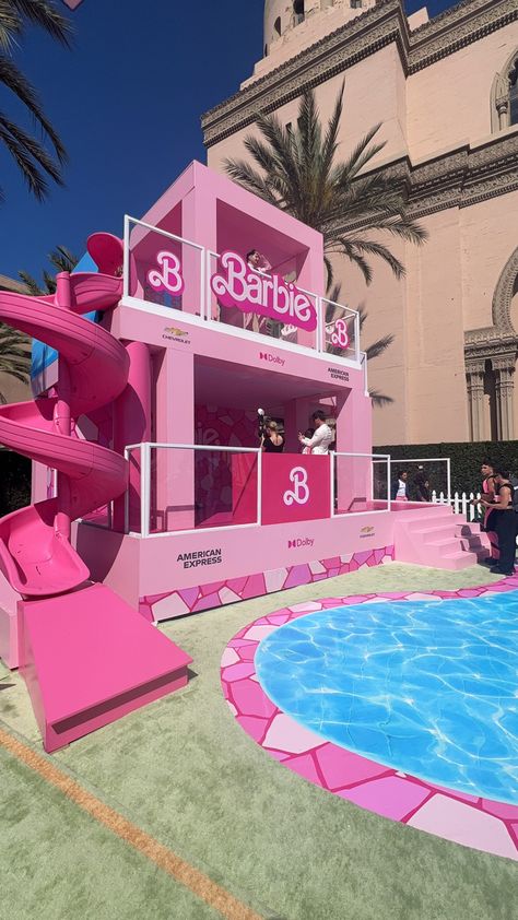 Barbie Movie Set Design, Barbie The Movie 2023, Kids Village, Barbie Merchandise, Barbie Premiere, Barcelona House, Resorts For Kids, Barbie Land, Disney Barbie