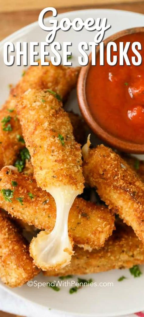 These easy cheese sticks are the best appetizer ever. Serve them alongside some marinara sauce for mozzarella sticks that everyone will devour! #spendwithpennies #cheesesticks #mozzarellasticks #cheesy #appetizers #cheesysticks #mozzasticks Easy Cheese Sticks, Homemade Cheese Sticks, Cheesy Appetizers, Fried Cheese Sticks, Best Appetizers Ever, Homemade Mozzarella Sticks, Best Appetizer, Spend With Pennies, Meat Appetizers