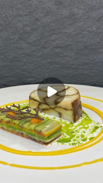 Seafood Fine Dining Plating, Fish Fine Dining Food Plating, Fine Dining Fish Plating, Seafood Terrine Recipe, Fine Dining Fish Recipes, Terrine Plating, Fish Fine Dining, Seafood Presentation, Seafood Fine Dining