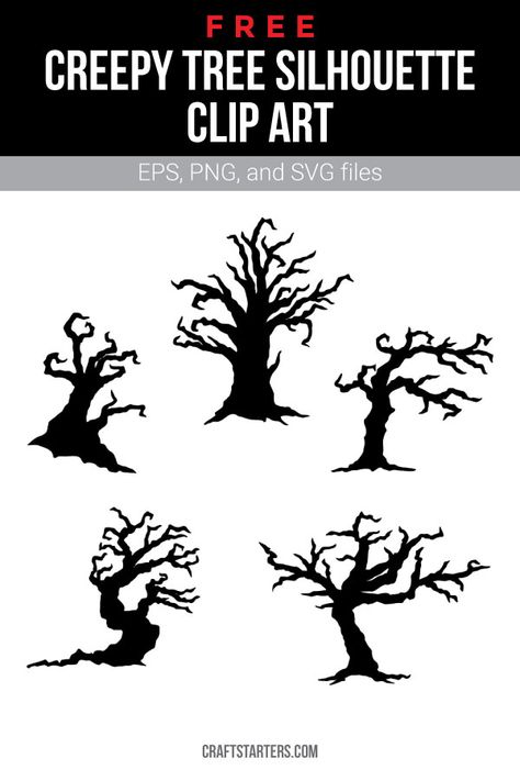 Free Tree Svg Files For Cricut, Halloween Spooky Tree, Maze Ideas, Vinyl Party, Scary Tree, Creepy Tree, Halloween Boxes, Spooky Tree, Background Black And White