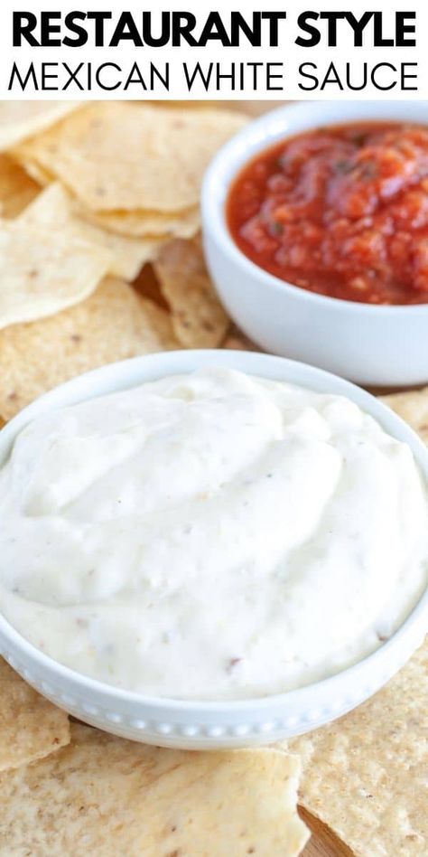 Mexican Ranch Dipping Sauce, White Sauce Dip Mexican, White Mexican Sauce Recipe, White Sauce Mexican Restaurant, Mexican White Salsa, Jalapeno White Sauce, Virginia White Sauce, White Salsa Mexican, Plaza Azteca White Sauce