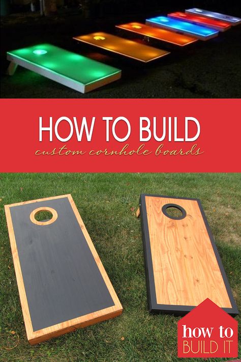 Cornhole Boards Diy, Corn Hole Plans, Cornhole Board Plans, Gothic Lighting, Backyard Games Diy, Regulation Cornhole Boards, Diy Cornhole, Outdoor Yard Games, Diy Cornhole Boards