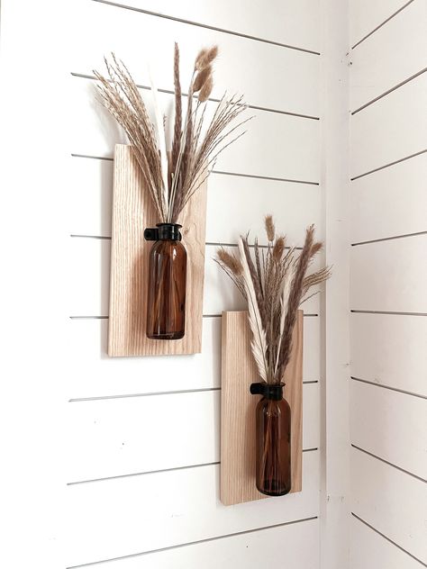 Our unique and HANDMADE sconces create a charming ambience for your home with this set of two rustic wood farmhouse sconces. The perfect addition to any wall, they provide a unique and stylish way to add warmth and style to any room. We hand craft each one from high-quality wood, metal and glass. Display them next to your favorite sign, over your bed or in any room that will make a statement! (Sign Not Included) BUNDLE WITH A SIGN AND USE CODE SCONE10 to save an additional 10% off  NOTE: SCONCES Wall Scones Decor Ideas, Propagation Wall Hanging, Propagation Wall, Farmhouse Sconces, Hallway Wall Decor Ideas, Wall Sconces Farmhouse, Glass Wall Vase, Modern Bohemian Decor, Wood Farmhouse