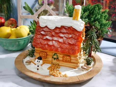 Pass the Cheese and Cracker House | The Kitchen: Food Network | Food Network Hours Devours, Football Dessert, Teaching Kitchen, Candy Houses, Cheese And Cracker Platter, Cheese House, Cracker House, Cheese Display, Appetizer Bites