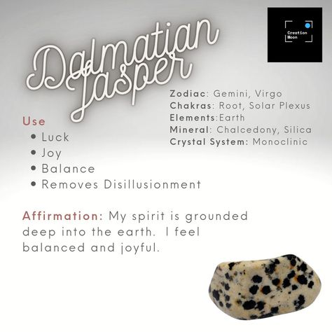 Dalmatian Jasper, also known as "Dalmatian Stone", is a grounding stone, in terms of with the Earth and in reality. It removes disillusionment, helping one to see their strengths and weaknesses more clearly. Dalmatian Jasper brings a sense of fun to one's life and helps to increase loyalty in relationships. It purifies the blood and boosts the immune system. Dalmation Jasper Crystal Meaning, Dalmation Jasper Meaning, Dalmatian Jasper Meaning, Dalmation Stone, Jasper Meaning, Dalmatian Stone, Dalmation Jasper, Wire Wrapped Gemstones Pendant, Strengths And Weaknesses