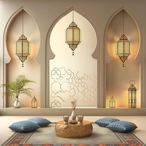 Ssgraphicstd | Freepik Ramadhan Decor, Eid Decor, Balcony Decoration, Ladies Club, Asian Paints, Event Design Inspiration, Prayer Room, House Vector, Video Home