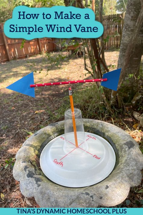 How to Make a Simple Wind Vane | Fun Wind Activities Middle School Wind Vane Project For Kids, Wind Experiments For Kids, Wind Activities For Kids, Wind Crafts For Preschool, Wind Activities For Preschool, Wind Vane Diy, Diy Weather Vane, Weather Vane Diy, Diy Learning Activities