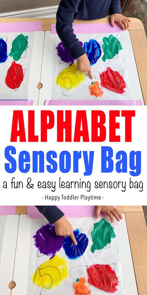 Alphabet Sensory Bag - HAPPY TODDLER PLAYTIME Noah Activities, Activity For Babies, Mess Free Painting, Letter Recognition Activities, Sensory Bag, Infant Room, Sensory Bags, Free Painting, Sensory Ideas