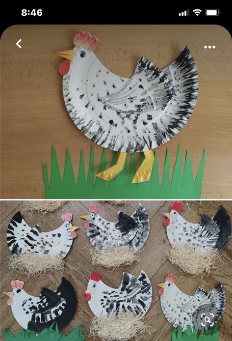 Paper Plate Art, Farm Theme Preschool, Farm Animal Crafts, Chicken Crafts, Farm Crafts, Animal Crafts For Kids, Bird Crafts, Easter Decorations Kids, Plate Crafts