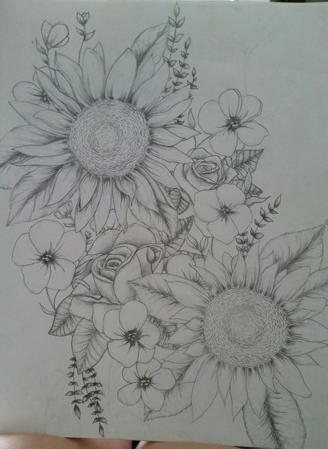 Sunflowers and roses, possible tattoo Sunflower And Cosmos Tattoo, Rose And Sunflower Tattoo, Sunflower Mandala Tattoo, Possible Tattoo, Sunflower Tattoo Sleeve, Mandala Ideas, Sunflowers And Roses, Sunflower Tattoos, Desenho Tattoo