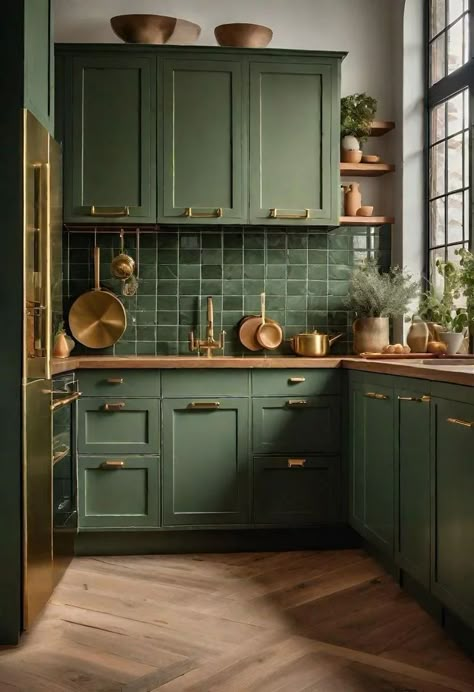 https://pin.it/vLuKsE0pU Green Kitchen Cabinet, Olive Green Kitchen, Dark Green Kitchen, Green Kitchen Designs, Green Backsplash, Sage Green Kitchen, Kitchen Cabinet Ideas, Kitchen Cupboard Designs, Green Kitchen Cabinets