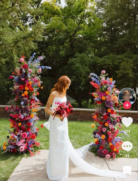 Deconstructed Arch, Bright Wedding Colors, Colorful Wedding Flowers, Wedding Arbour, Boda Mexicana, Bright Wedding, Bright Florals, Reception Flowers, Wedding Theme Colors