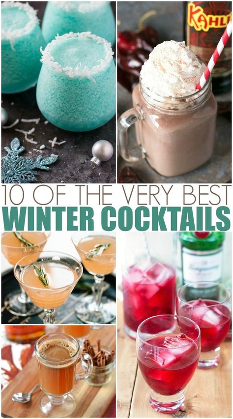 10 The Very Best Winter Cocktails. #CocktailRecipes #WinterDrinks #Vodka #Cocktails #CocktailParty Frosty The Snowman Cocktail Recipe, Signature Winter Cocktails, Snow Day Drinks Alcohol, January Alcoholic Drinks, Snowball Drink Cocktails, Winter Theme Drinks, Cocktails For Cold Weather, Winter Alcoholic Drinks For A Party, Coctails Recipes Easy Winter