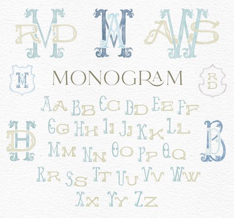 Watercolor Wedding Monogram, Monogram Letters Initials, Wedding Crests, Needlepoint Monogram, Letters Watercolor, Wedding Crest Monogram, Watercolor Letters, Free Monogram Fonts, Watercolor Alphabet