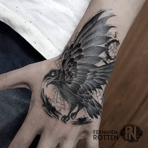 101 Amazing Crow Tattoo Designs You Need To See! | Outsons | Men's Fashion Tips And Style Guide For 2020 Crow Tattoo Hand, Crow Hand Tattoo Men, Raven Hand Tattoo Men, Crow Hand Tattoo, Raven Hand Tattoo, Raven Tattoo Ideas For Men, Crow Tattoo Meaning, Crow Tattoo For Men, Celtic Raven Tattoo