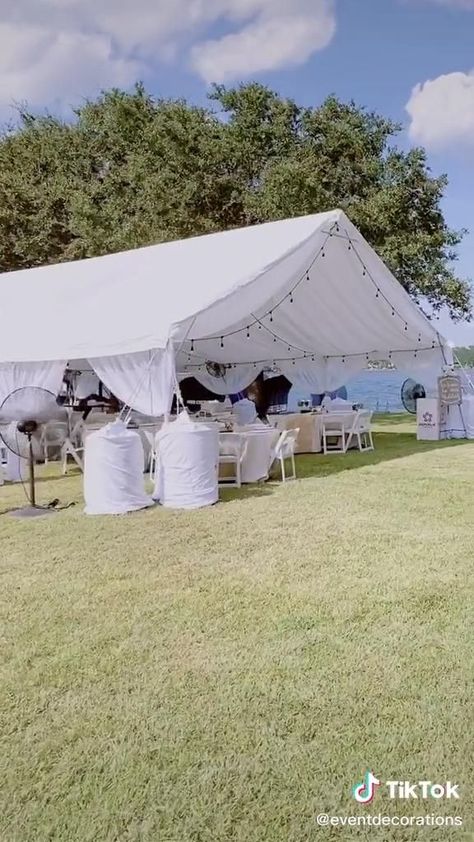 Outdoor Debut Ideas, Outdoor Tent Wedding Reception Backyards, Wedding Tent Draping And Lighting, Backyard Party With Tent, Tent Wedding Backyard, Gazebo Ideas Backyard Wedding, Outside Wedding Tent Ideas, Backyard Wedding Ideas Reception Tent, Outdoor Wedding White Chairs