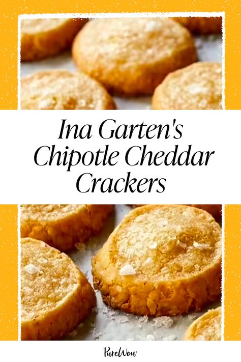 Ina Garten's Chipotle Cheddar Crackers Recipe - PureWow Ina Garten Cheddar Crackers, Ina Garden Cheese Crackers, Ina Garden Chipotle Cheddar Crackers, Cheddar Spritz Crackers, Ina Garten Chipotle Cheddar Crackers, Chipotle Cheddar Crackers Ina Garten, Savory Shortbread Recipes, Cheddar Cheese Crackers, Cheddar Crackers Homemade