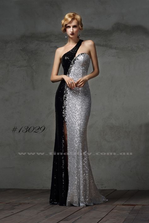 13029 Black Silver 60th Birthday Dress For Mom, Black And Gold Dress Formal, Black And Silver Gown, Silver And Black Dress, Black Silver Dress, Brides Maid Dress, Black And White Gown, Designer Formal Dresses, Black And Silver Dress